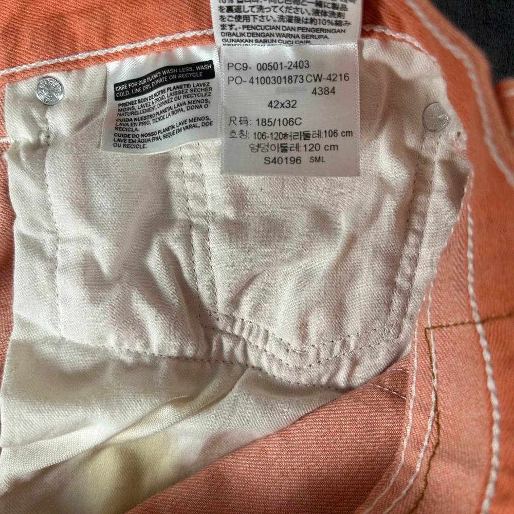 Levi's 501 Original Fit Jeans Mens 42x32 Orange Button Fly